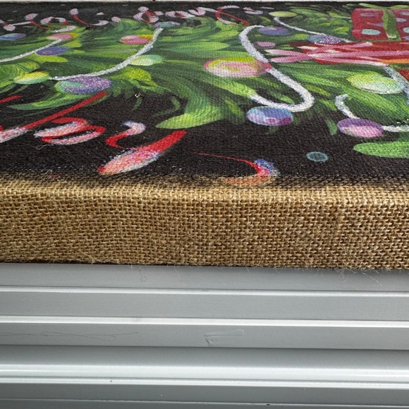 Collectible Rare Pier 1 Imports Christmas Tree Lighted Glitter Canvas Holiday - Picture 11 of 12